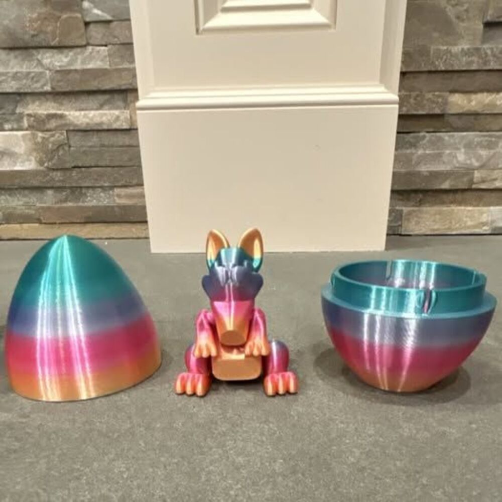 5 Set of Shiny & Rainbow 3-D Printed Bunny In Egg - Great for Party Favors